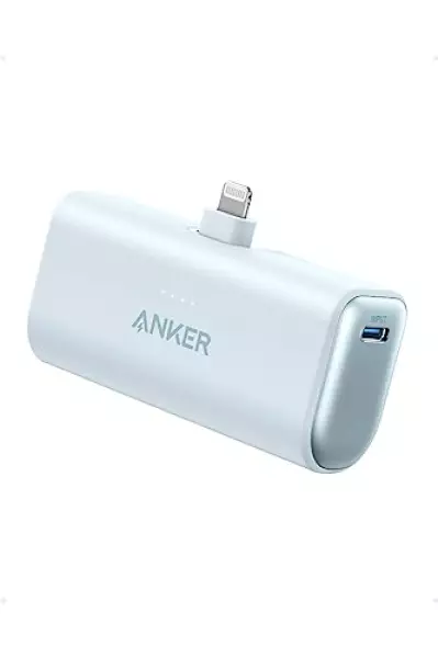 Anker Nano Power Bank (12W, Built-In Lightning Connector) (モバイルバッテリー 5000mAh 小型コンパクト)【MFi認証済/PowerIQ搭載/ライトニング端子一体型】 iPhone 14 / 13 / 12 シリーズ (ブルー)