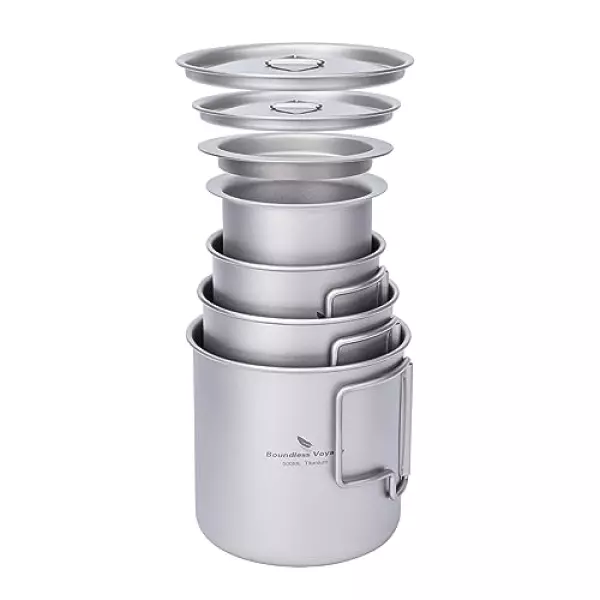 Boundless Voyage チタンマグカップ 220ml/350ml/500ml 蓋付き 超軽量 単層構造 折りたたみハンドル 直火 錆びない アウトドア キャンプ用品 (220ml/350ml/500ml Ti3060D)