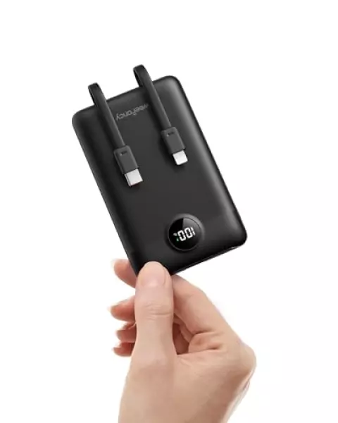 モバイルバッテリー 軽量 小型 大容量 薄型 10000mAh ケーブル内蔵 急速充電 WeeFancy 22.5W PD QC 3.0 USB Type-C出力/入力ポート コンパクト かわいい 人気 168g 持ち運び便利 超軽量 3台同時充電 携帯充電器 PSE認証済 LEDディスプレイ アウトドア/災害の必需品 iPhone&Android/空調服/携帯扇風機に対応 ブラック