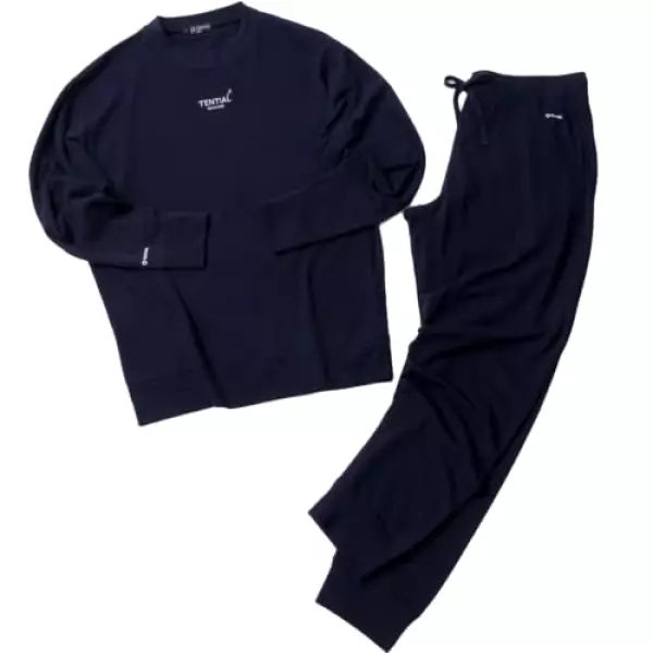 リフランス (liflance) しなやか3重ガーゼパジャマ メンズ 寝巻き 長袖 綿100% 春夏 秋冬 上下セット リカバリーウェア リカバリーウエア あったか 前開き(ネイビー, L) 男性 紳士 ボタン