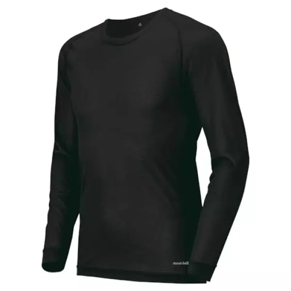 ジオライン クールメッシュ ラウンドネックシャツ Men's ブラック (BK) 1107750 春夏秋用 登山用 モンベル 国内正規品 (S)