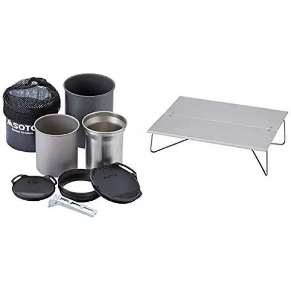 ソト(SOTO) サーモスタッククッカーコンボ SOD-521 & ポップアップソロテーブル フィールドホッパー ST-630 アルミ ロールテーブル ケース付 アウトドア用 折りたたみ式 ソロキャンプに最適【セット買い】