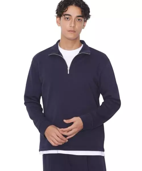 ナノ・ユニバース(nano・universe) 変形ミラノリブハーフZIPプルオーバー S ネイビー NANO universe