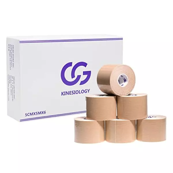 C&G キネシオロジーテープ 50mm × 5m 6巻入 マラソン 膝 足首 手首 ふくらはぎ 足裏