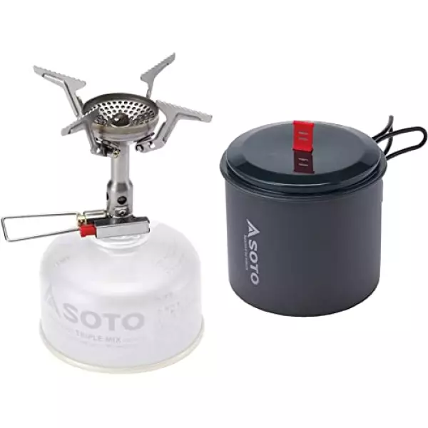 ソト(SOTO) アミカス コンパクトストーブ SOD-320 キャンプストーブ OD缶用 シングルバーナー キャンプ ガス バーナー 火力が強い ソロキャンプ ツーリング BBQ 登山アウトドア 収納ケース付き 折り畳み式 防風