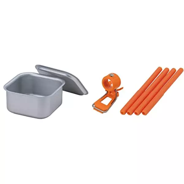 ソト(SOTO) ミニマルクッカー 角 ST-3108 シルバー 本体サイズ(収納時):幅14.7×奥行14.7×高さ7.9cm & レギュレーターストーブセンヨウ カラーアシストセット オレンジ ST-3106RG【セット買い】