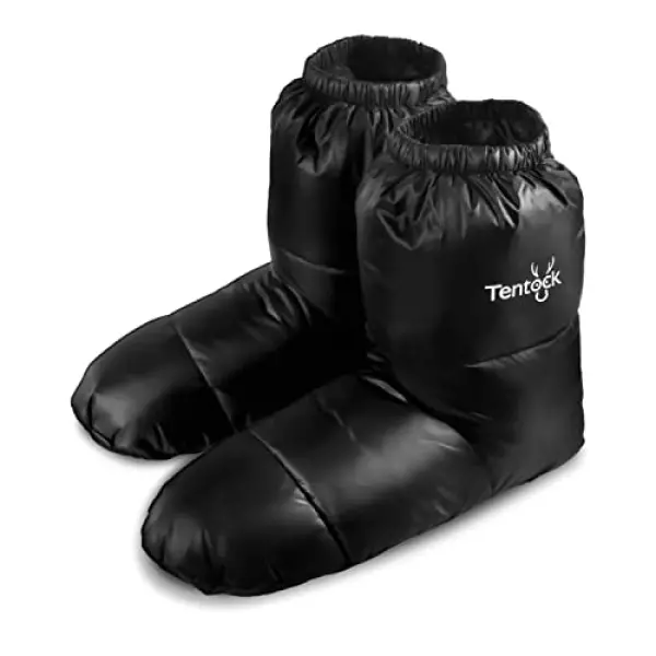 Tentock ダウンシューズ ダウンソックス アウトドア すべり止め 冬 防寒具 ダウン プラス 男女兼用 テント シューズ ショート 安眠 羽毛ソックス 足のお布団 羽毛 靴下 ブラック(M)
