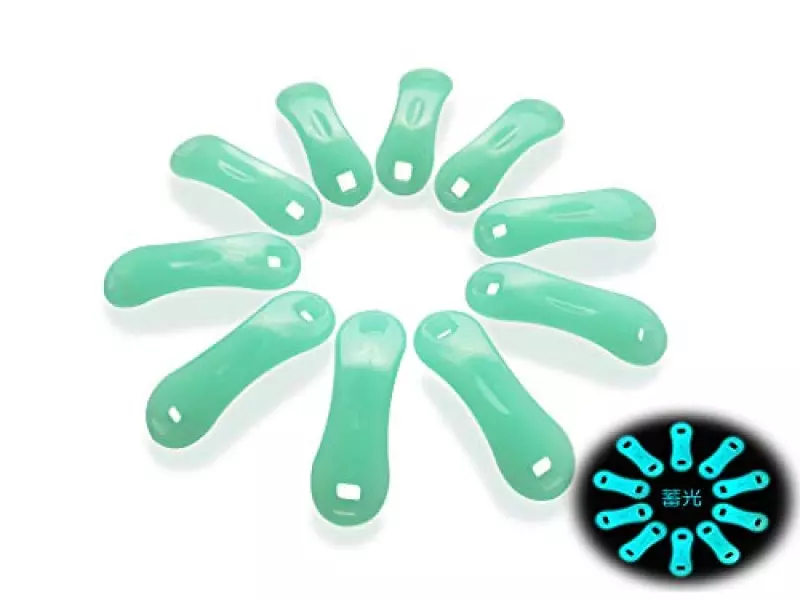 カチッと止まる!超軽量0.6g 蓄光自在金具 Sサイズ(ロープ径φ1.0-2.5mm用) 10個入 (蓄光)