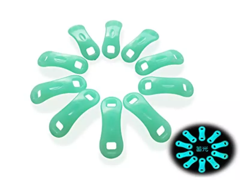 カチッと止まる!超軽量1g 蓄光自在金具 Mサイズ(ロープ径φ3.0-5.0mm用)10個入 (蓄光)