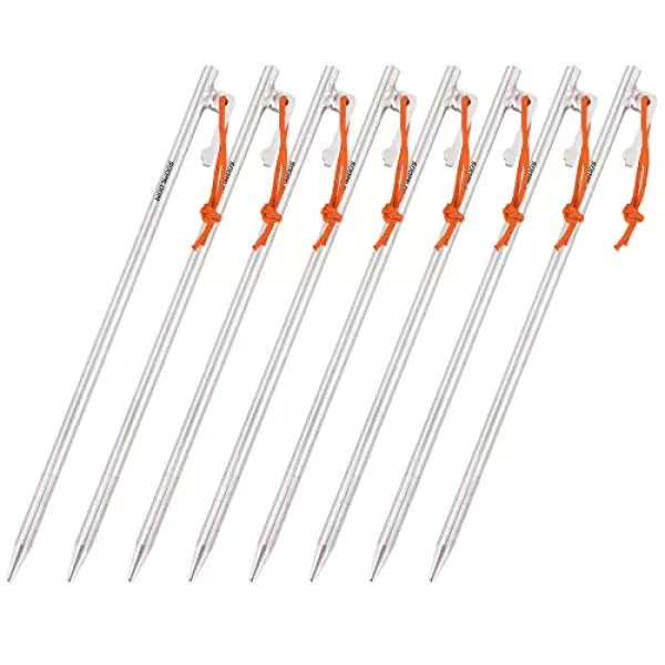 Soomloomテント タープ用ペグ/ステーク 64チタン合金製 固定ロープ付き7.5mm25㎝8本入り 高強度 耐食 超軽量 アウトドア/キャンプ用品