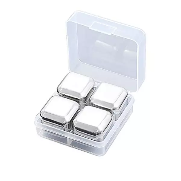 雑貨の国のアリス 溶けない氷 ステンレス製 アイスキューブ 4個入 製氷機 金属 永久氷 冷凍庫 くり返し 使用 角氷 【並行輸入品】