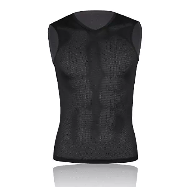 Morethan サイクル アンダーシャツ インナー ノースリーブ メンズ Vネック HVP-013-V、ブラック、3XL