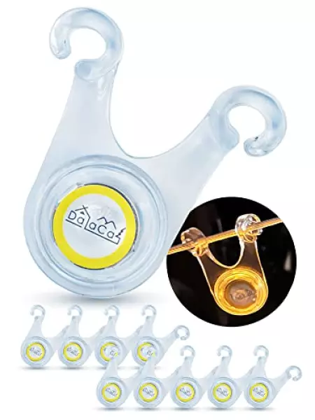 DaLaCa ロープ LED ライト 10個セット 電池 説明書 専用ケース付き キャンプ ガイロープ ペグ 夜間 転倒 防止 防水 300時間連続点灯(イエロー)