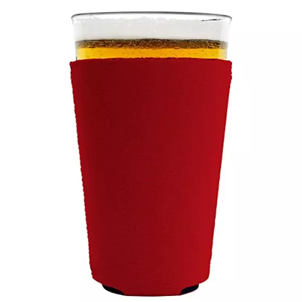 (1, Red) - Blank Neoprene Collapsible Pint Glass Coolie (1, Red)