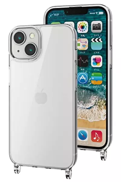 エレコム iPhone 14 / 13 用 ケース スマホショルダーストラップ用ホール付き TPU 耐衝撃 エアークッション ワイヤレス充電対応 【別売りのストラップと組み合わせて、好みのスタイルに】 クリア PM-A22AHVCKSHCR