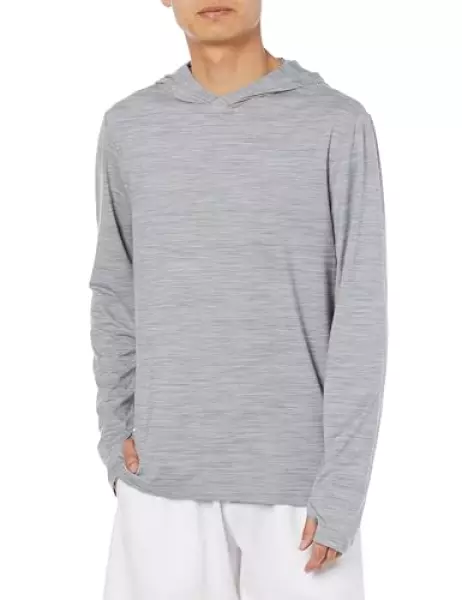 【Amazon Essentials】 プルオーバーパーカー テックウェア ストレッチ 長袖 メンズ ライトグレー, スペースダイ M