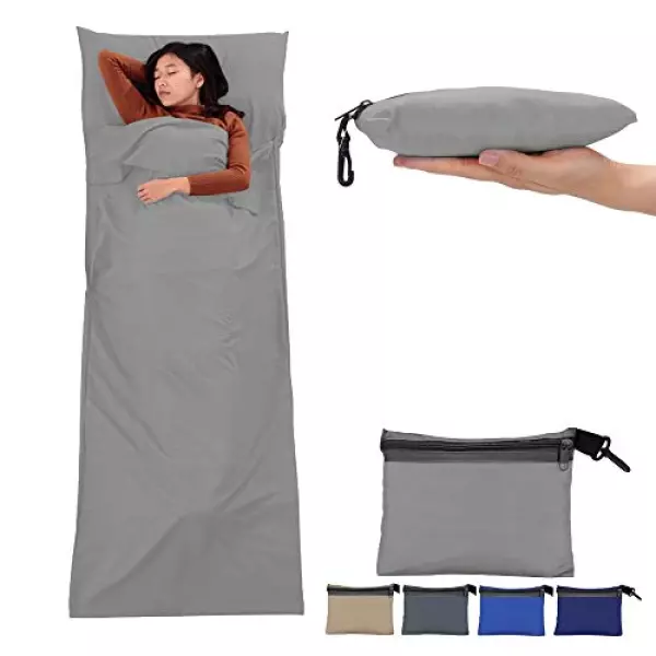 CYCLETRACK インナーシュラフ 寝袋 インナーシーツ 防災用品 キャンプ アウトドア コンパクト収納 軽量 旅行 地震災害対策 車中泊 丸洗い可能 (灰)