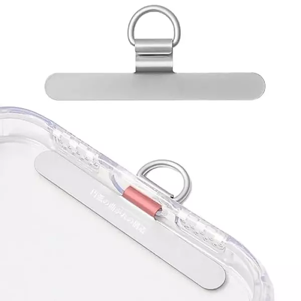 スマホ ストラップホルダー 【極薄0.2mm・浮きにくい折り曲がれ設計・ステンレス製】金属製タグパッチ 携帯ストラップホルダー 薄型 丈夫10kgまでの荷重量 スマホケースに挟む 全機種対応 充電影響なし 落下紛失防止 (シルバー)