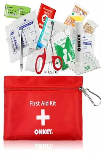 OHKEY 救急セット ファーストエイド キット ポイズンリムーバー 登山 アウトドア 防災 救急箱 小型