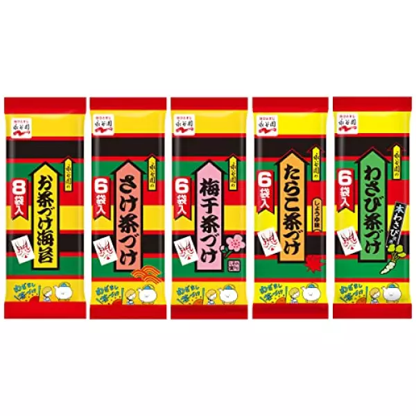 【Amazon.co.jp限定】 Nagatanien 永谷園 お茶づけ 5種バラエティセット (お茶づけ海苔 8食入、さけ茶づけ 6食入、梅干茶づけ 6食入、わさび茶づけ 6食入、たらこ茶づけ 6食入)【セット買い】