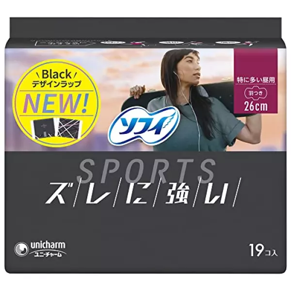 ソフィ スポーツ(SPORTS)ナプキン ズレに強い 特に多い昼用 羽つき 26cm 19枚〔ナプキン〕