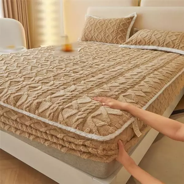 ベルベットボックスシーツ 敷き布団シーツ 毛布タッチ 洗える 敷き布団カバー 柔らかい 滑らかで快適 スッキリ 型崩れしない 秋冬用 ベルベットボックスシーツ ふわふわの肌触り&ウォームアップ ベルベッシーツの暖かさに浸る (カーキ,枕カバーペア:48*74cm)