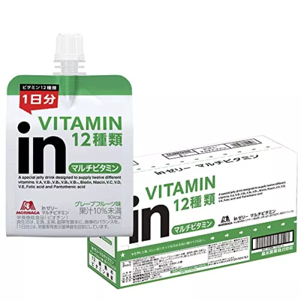 inゼリー マルチビタミン グレープフルーツ味 (180g×6個) 栄養補助ゼリー 10秒チャージ 1日分のビタミン12種類配合 栄養機能食品(ビオチン)