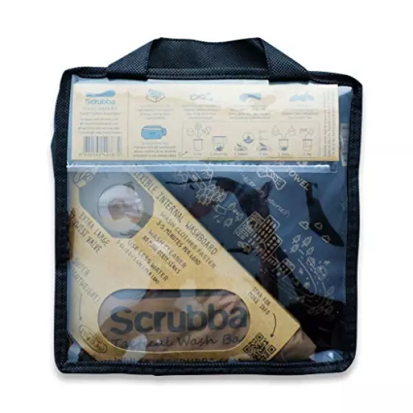 旅行用洗濯袋 Scrubba Washbag スクラバ ウォッシュバッグ 便利トラベルグッズ キャンプ 携帯用洗濯袋 ウォッシュキット (ブラウン)