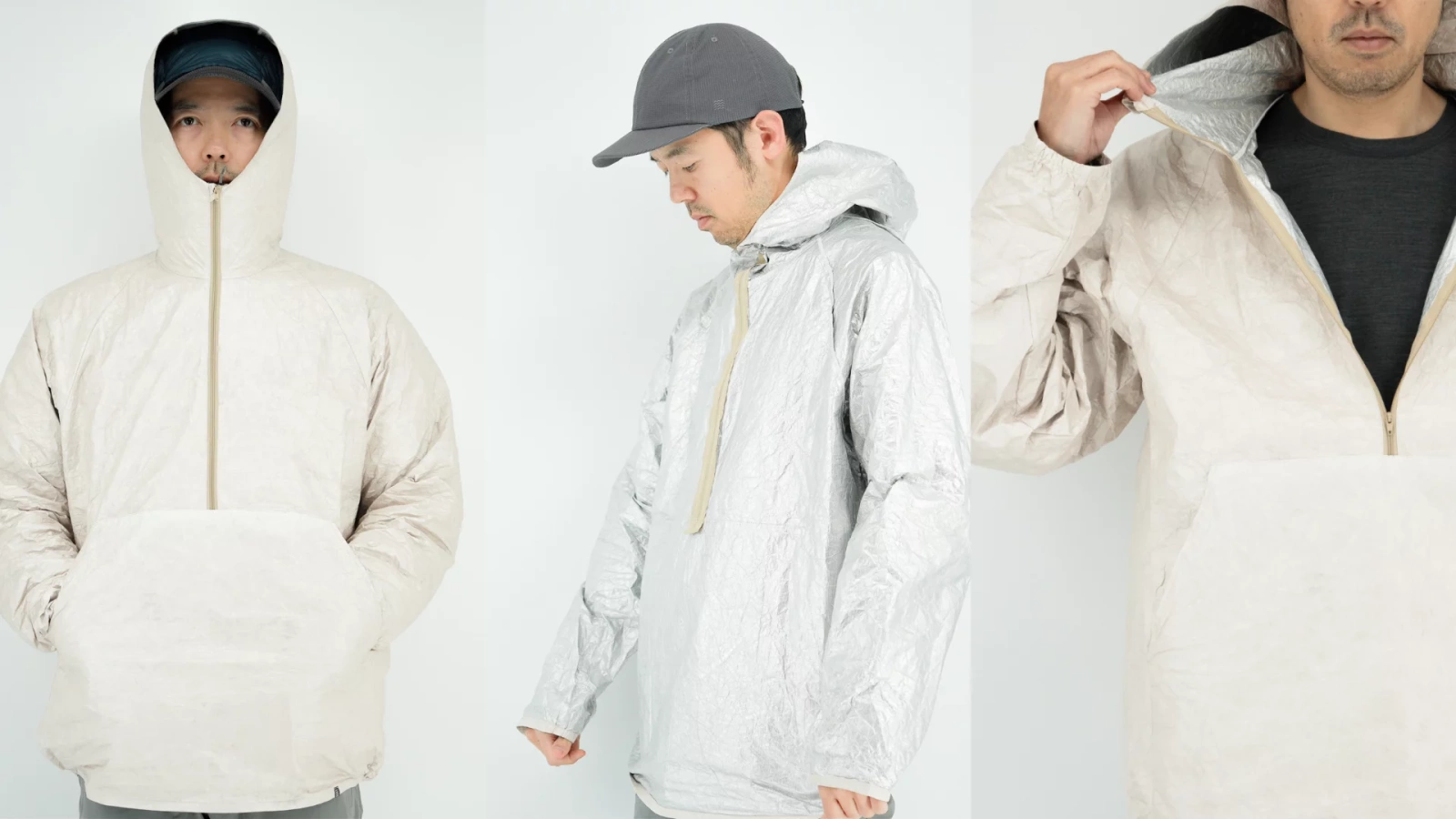 登山道具として1年中&男女兼用で使える超軽量アノラック『山旅 Tyvek Silver Hoodie』