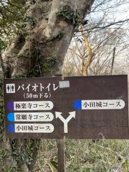バイオトイレまでは標識