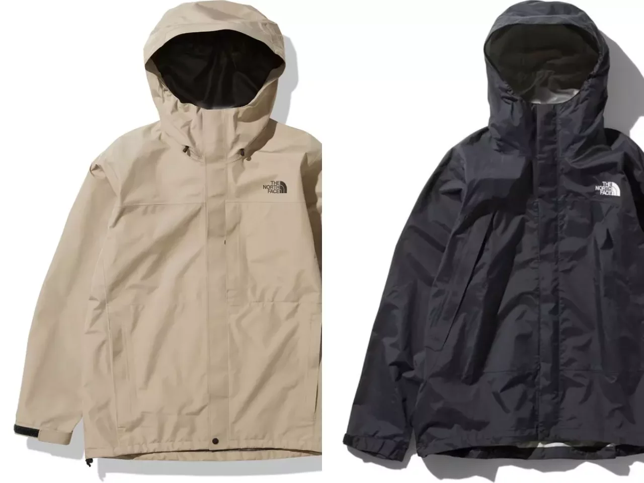 左:クラウドジャケット、右:ドットショットジャケット-ノースフェイスのレインジャケット比較