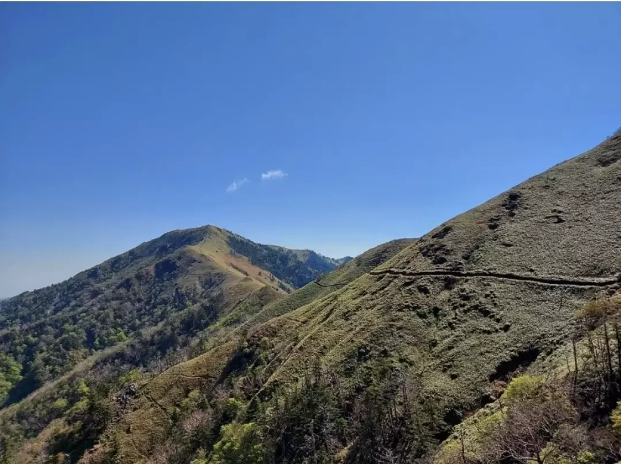 剣山登山 三嶺へ続く稜線