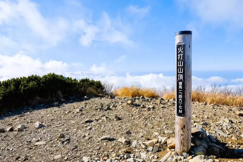 火打山山頂の標識