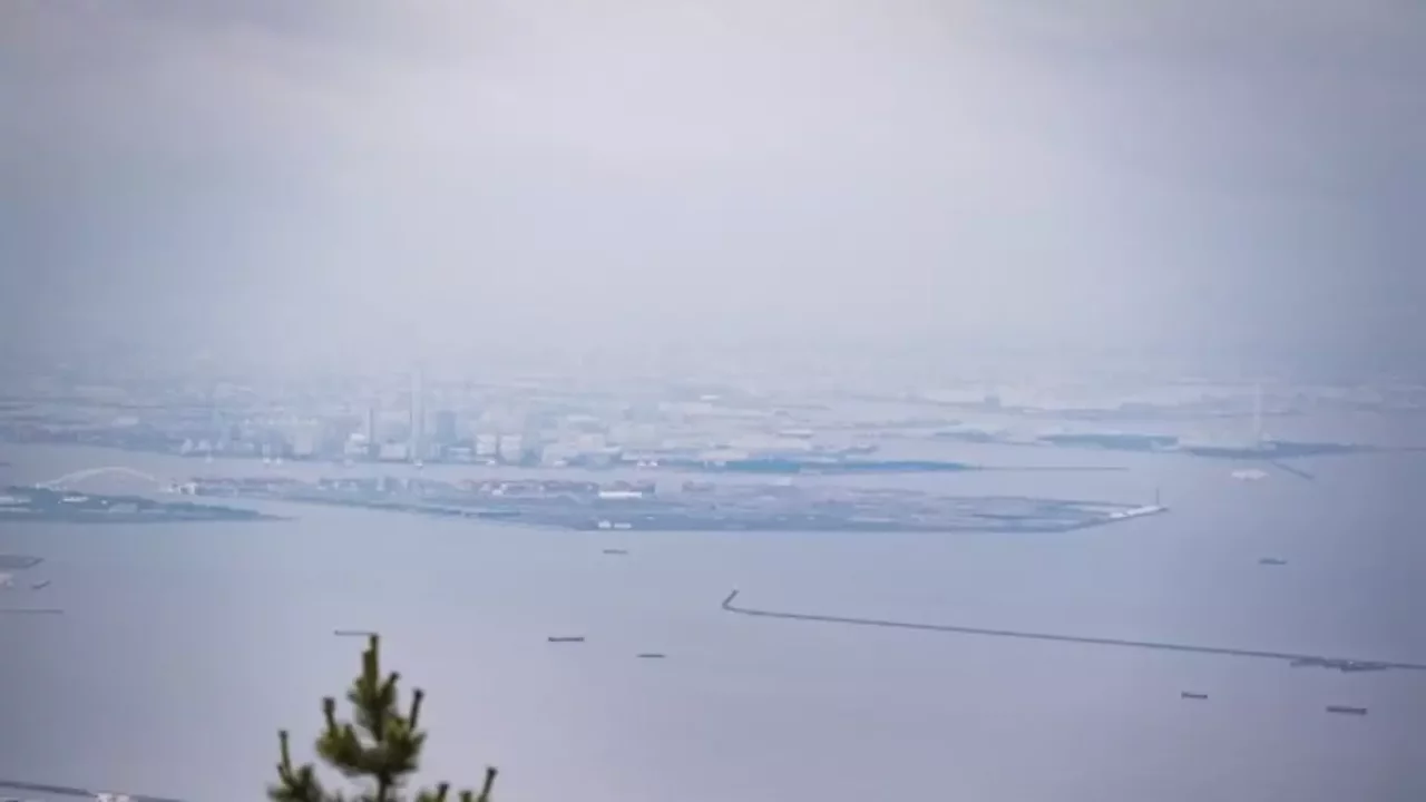 六甲山 登山 紅葉 大阪湾