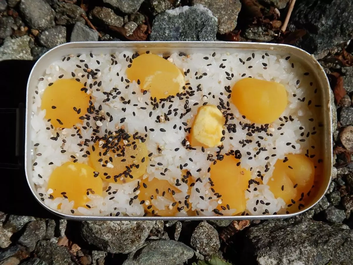 メスティン山ごはんレシピ-栗の炊き込みご飯