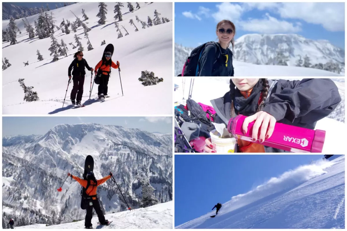 女子高生、かぐらバックカントリーを行く。