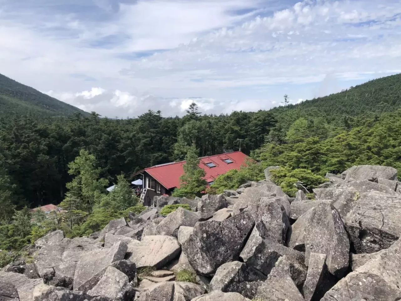 高見石から見る高見石小屋