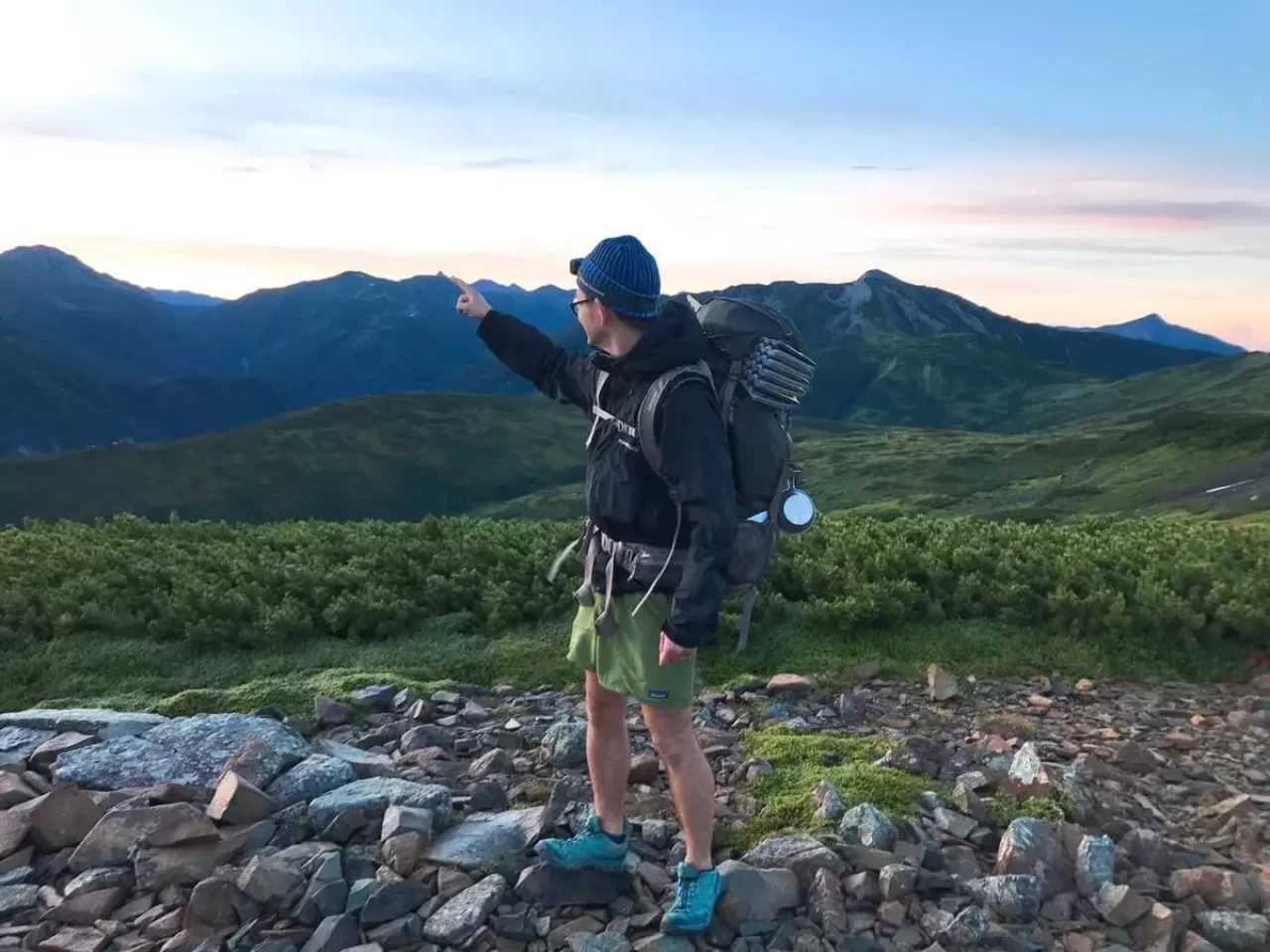 遠くに槍ヶ岳が見えた