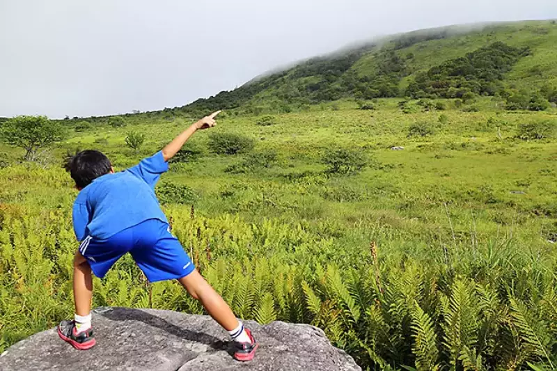 霧ヶ峰で遊ぶ子供たち