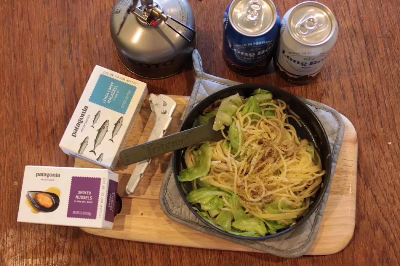 パタゴニア プロビジョンズで山ごはん『サバとキャベツのパスタ』