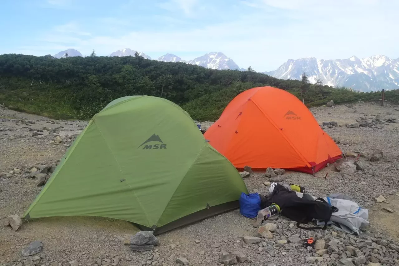 蝶ヶ岳のテント場