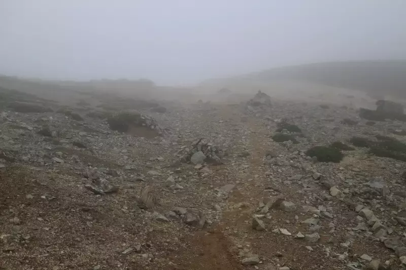 北アルプスでの雨