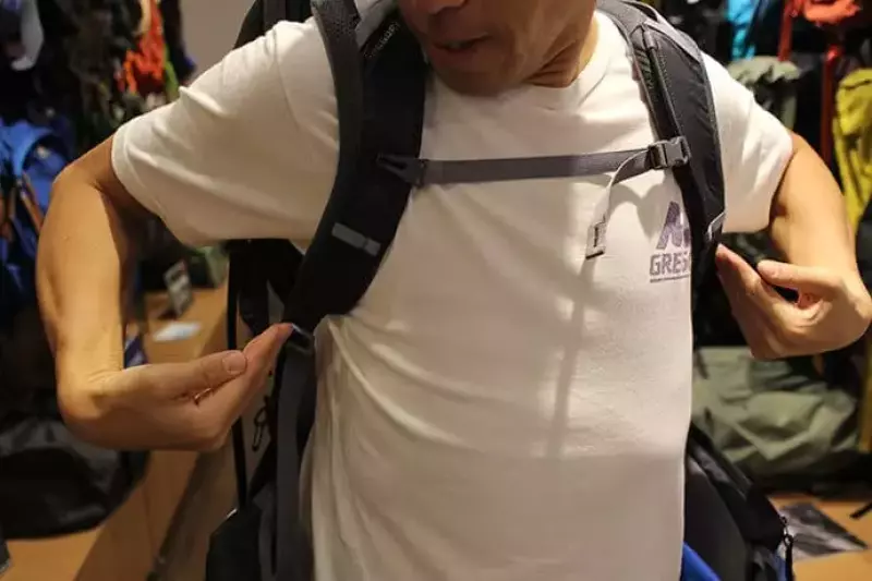 ザック、バックパックの背負い方