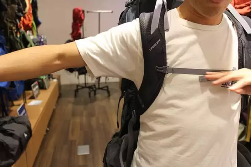 ザック、バックパックの背負い方