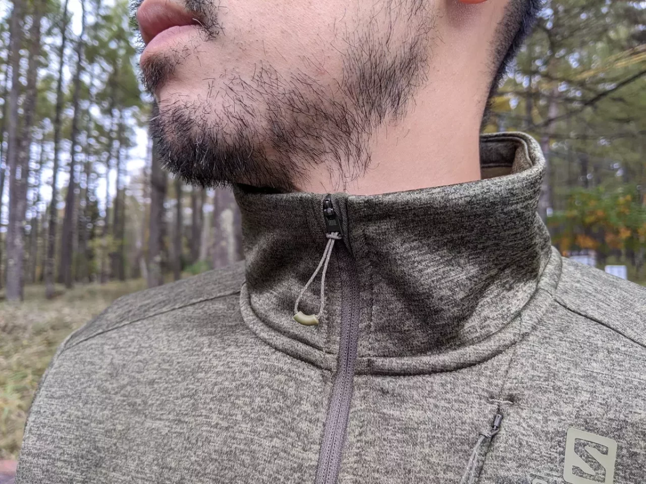 トランジション フルジップ サロモン ミッドレイヤー 首