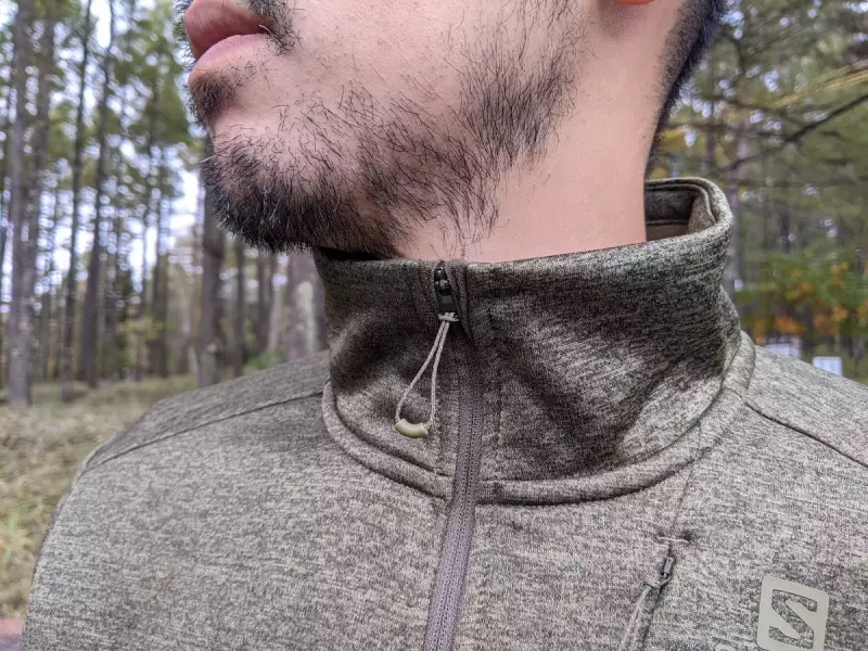 トランジション フルジップ サロモン ミッドレイヤー 首