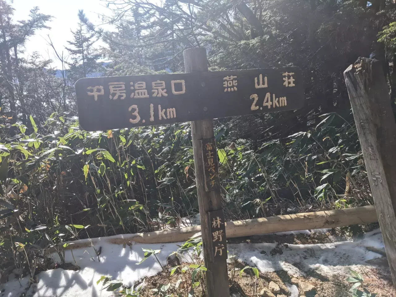 合戦尾根 富士見ベンチ標識