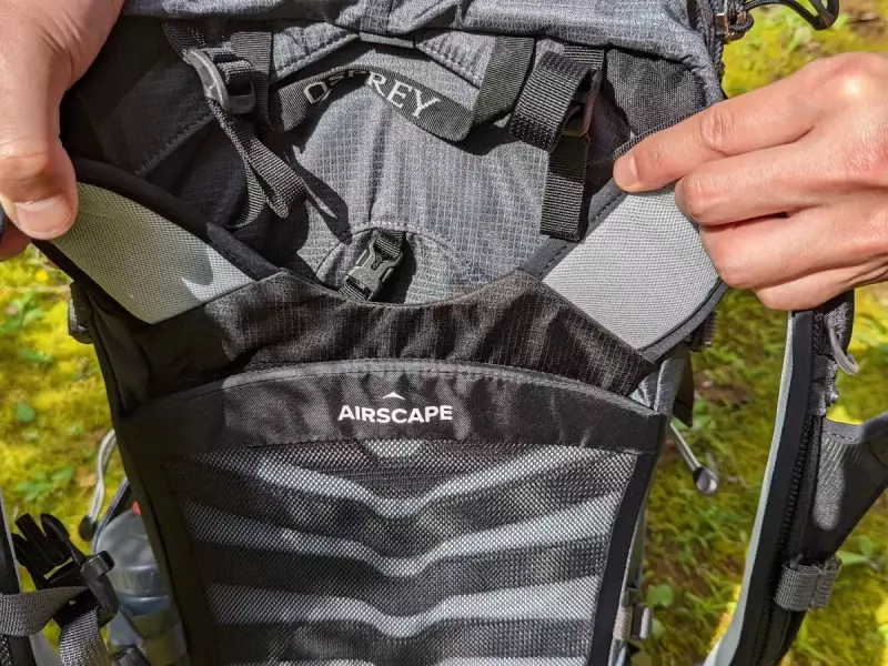 ショルダーベルトとウエストベルトには程よいクッション性