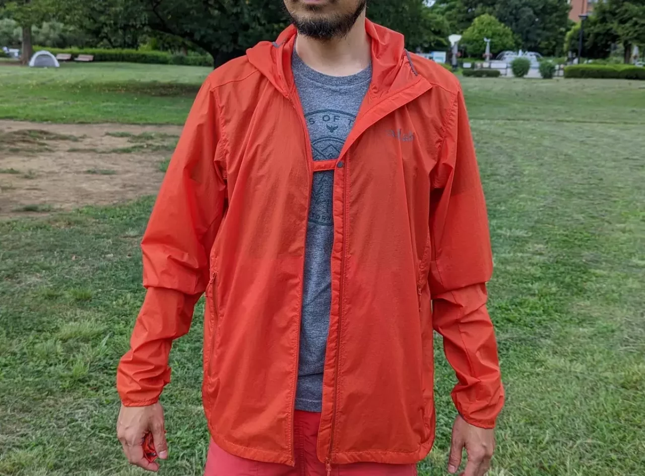 ストームフラップと呼ばれるスナップボタンがフロントについている