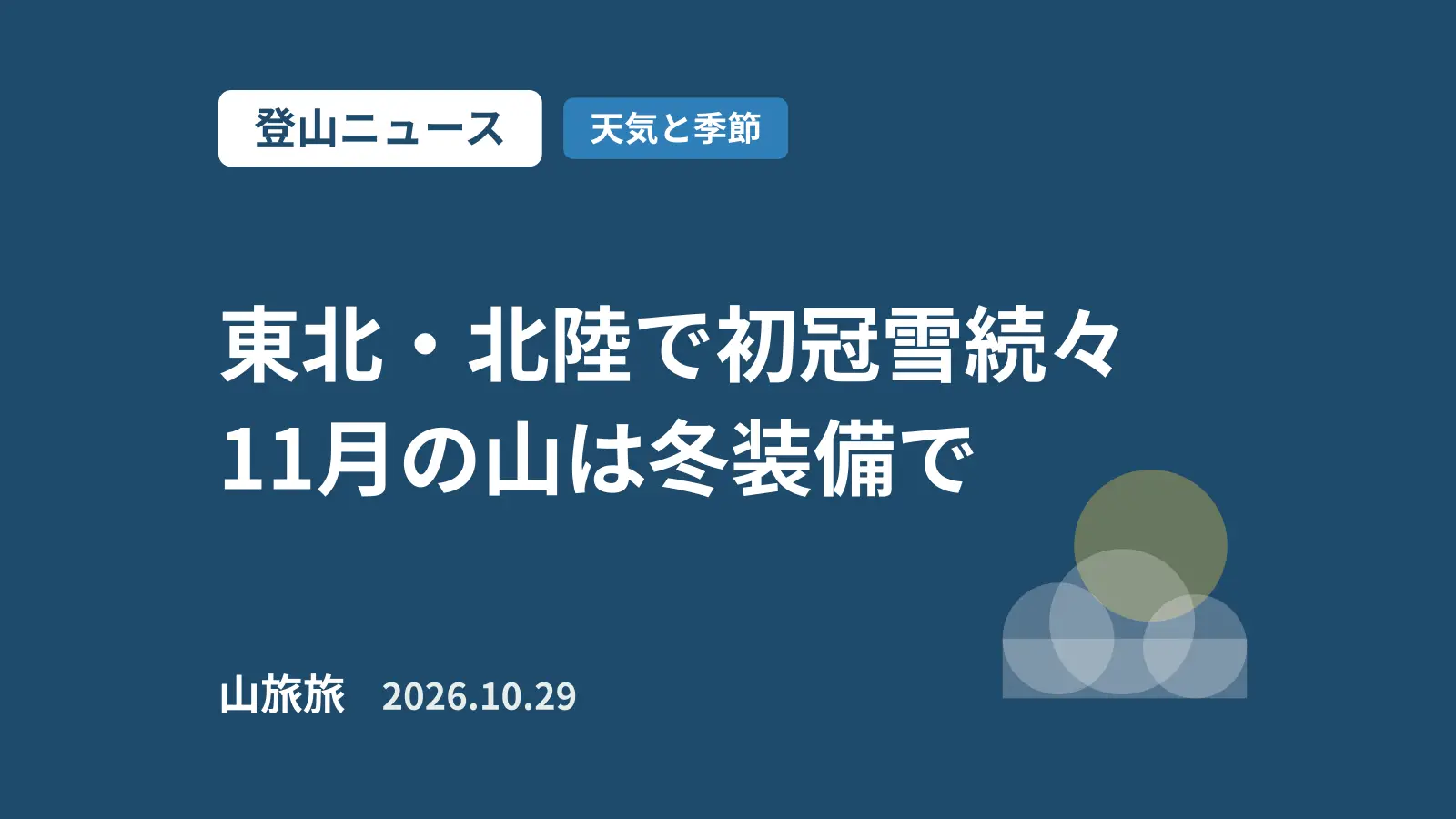 28日に17の山で初冠雪|立山・月山・白山も白く、11月の山行は冬装備で
